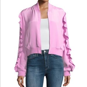 SOLD | silk bomber jacket with ruffles